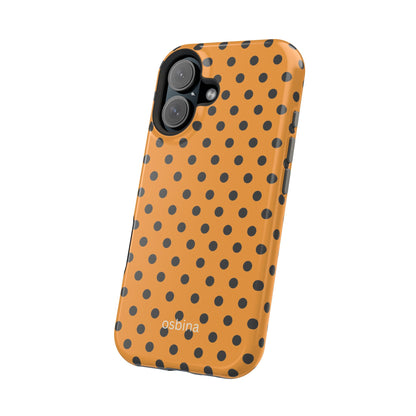 osbina | MagSafe Compatible for iPhone | Spot On Chic — The Orange + Black Polka Dot Case | The Season Collective