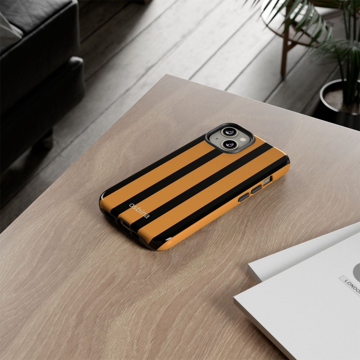 osbina | The Statement Stripe Case in Black + Orange | The Season Collective
