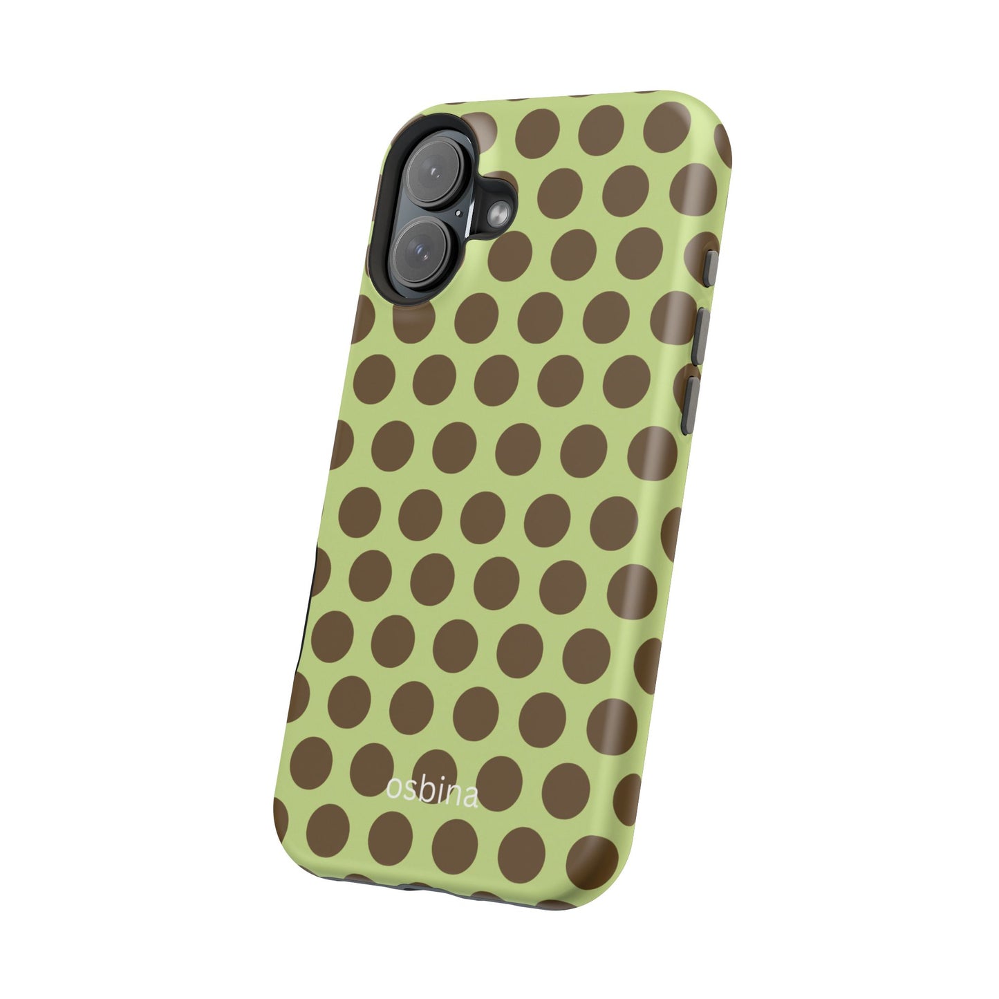osbina | MagSafe compatible for iPhone | Chartreuse Cocoa Dots Phone Case | Color Edit Collection