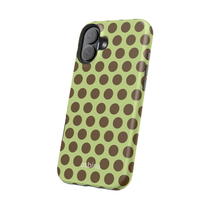 osbina | MagSafe compatible for iPhone | Chartreuse Cocoa Dots Phone Case | Color Edit Collection