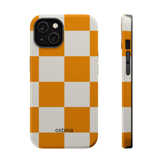 osbina | MagSafe Compatible for iPhone | Check You Out — The Orange + White Check Case | The Season Collective