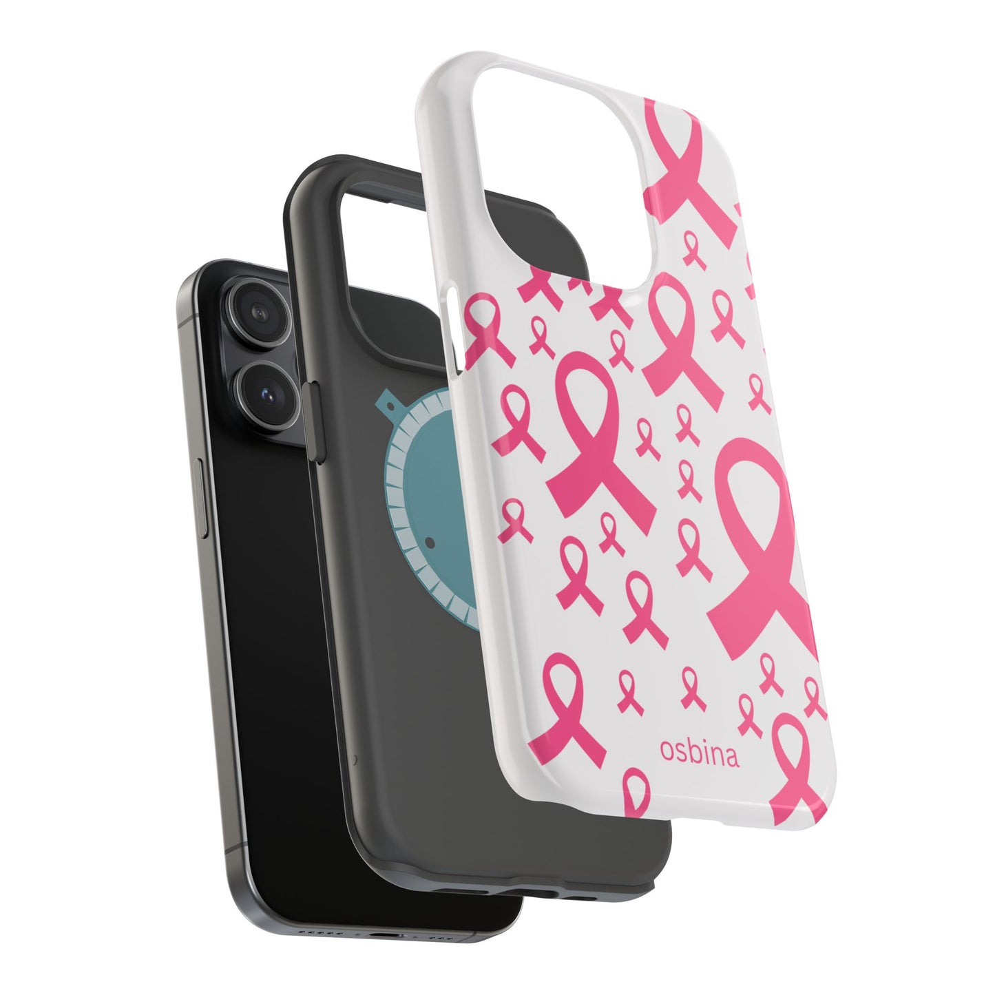 osbina |  MagSafe compatible for iPhone | Limited Edition Strength in Ribbons Case in Light Pink + Soft Pink + Hot Pink | The Pink October Collection | Inspired By