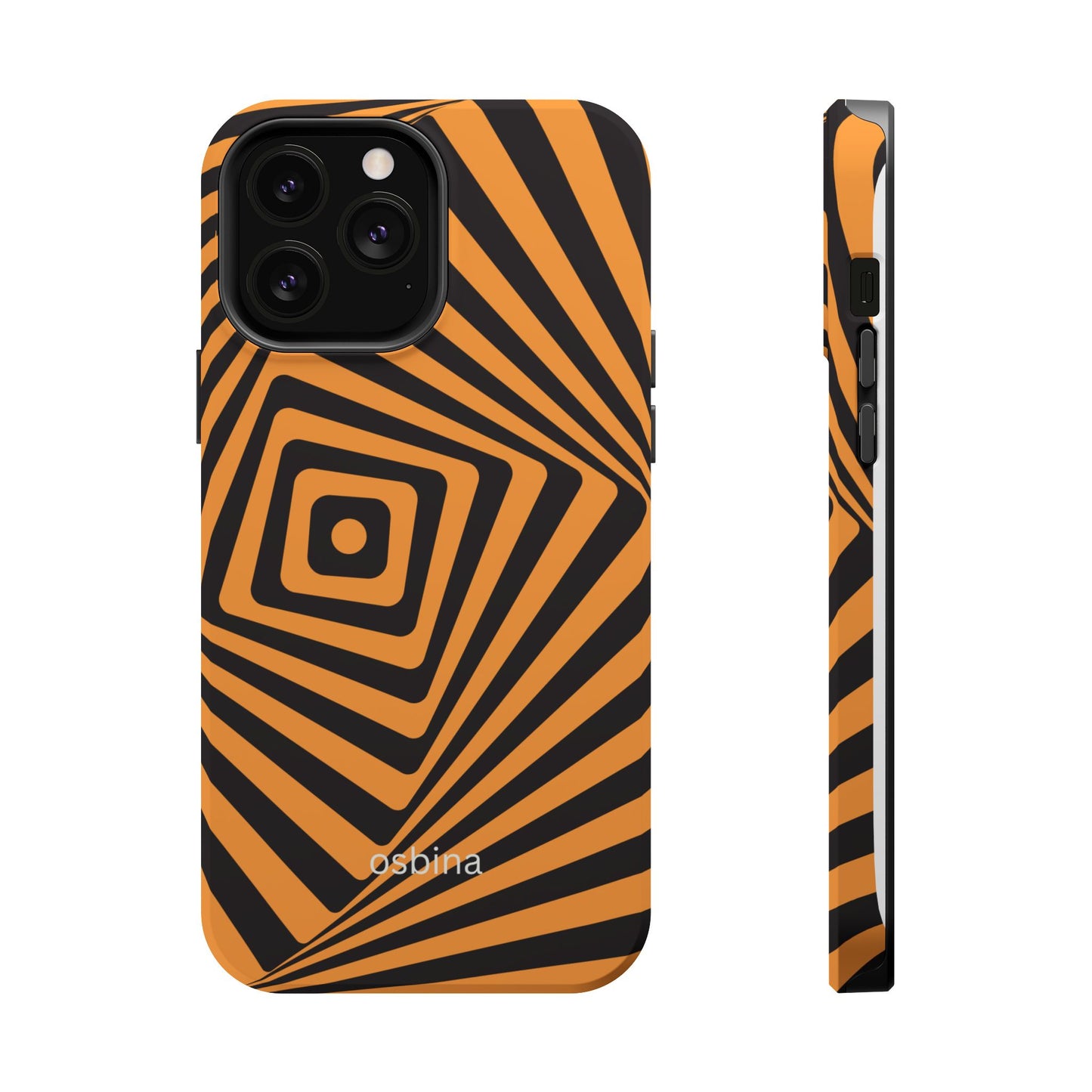 osbina | MagSafe Compatible for iPhone | Step Into the Zone — The Orange + Black Spiral Case | The Season Collective