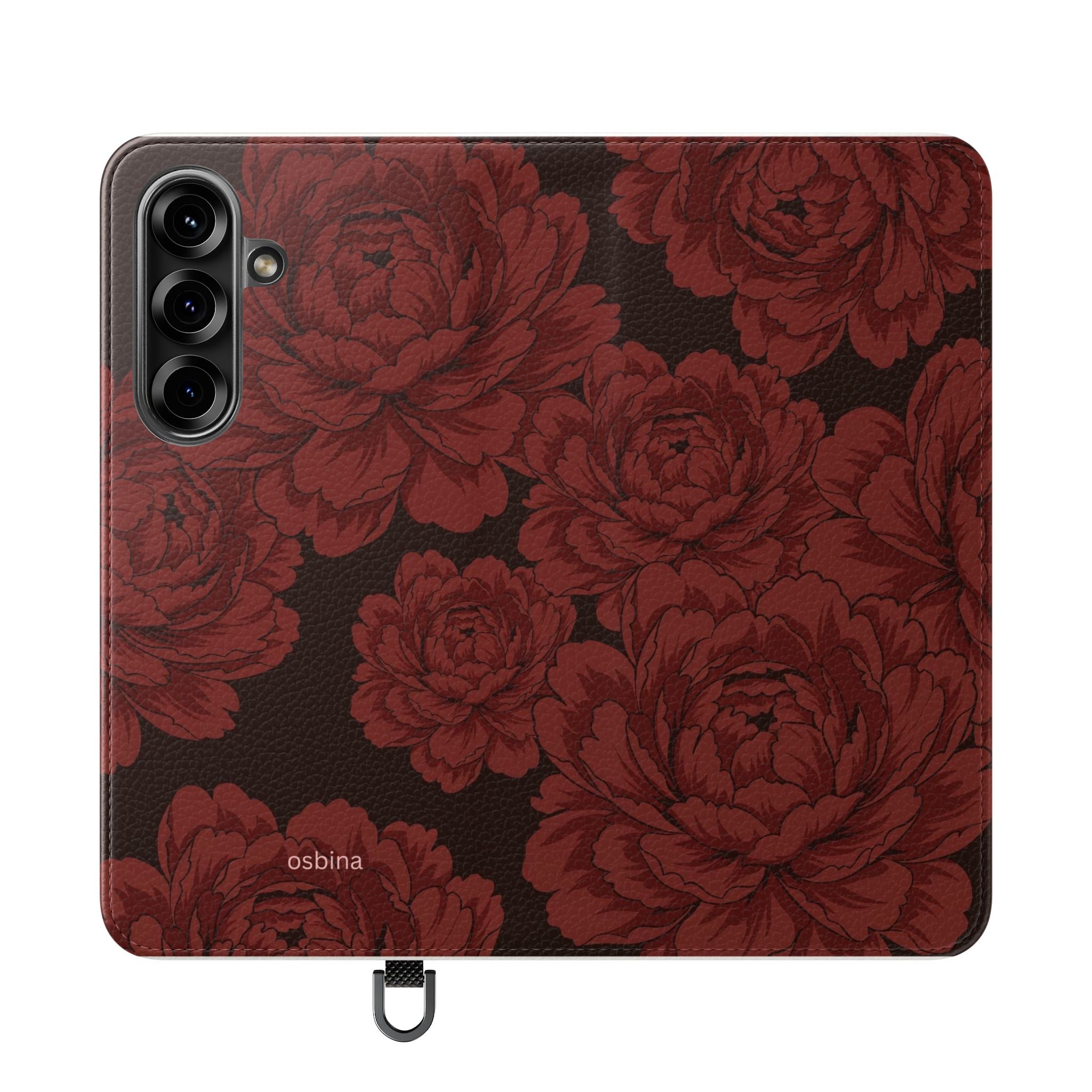 osbina | Wallet Flip Case for iPhone & Samsung | Oxblood Peony