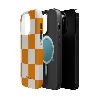 osbina | MagSafe Compatible for iPhone | Check You Out — The Orange + White Check Case | The Season Collective