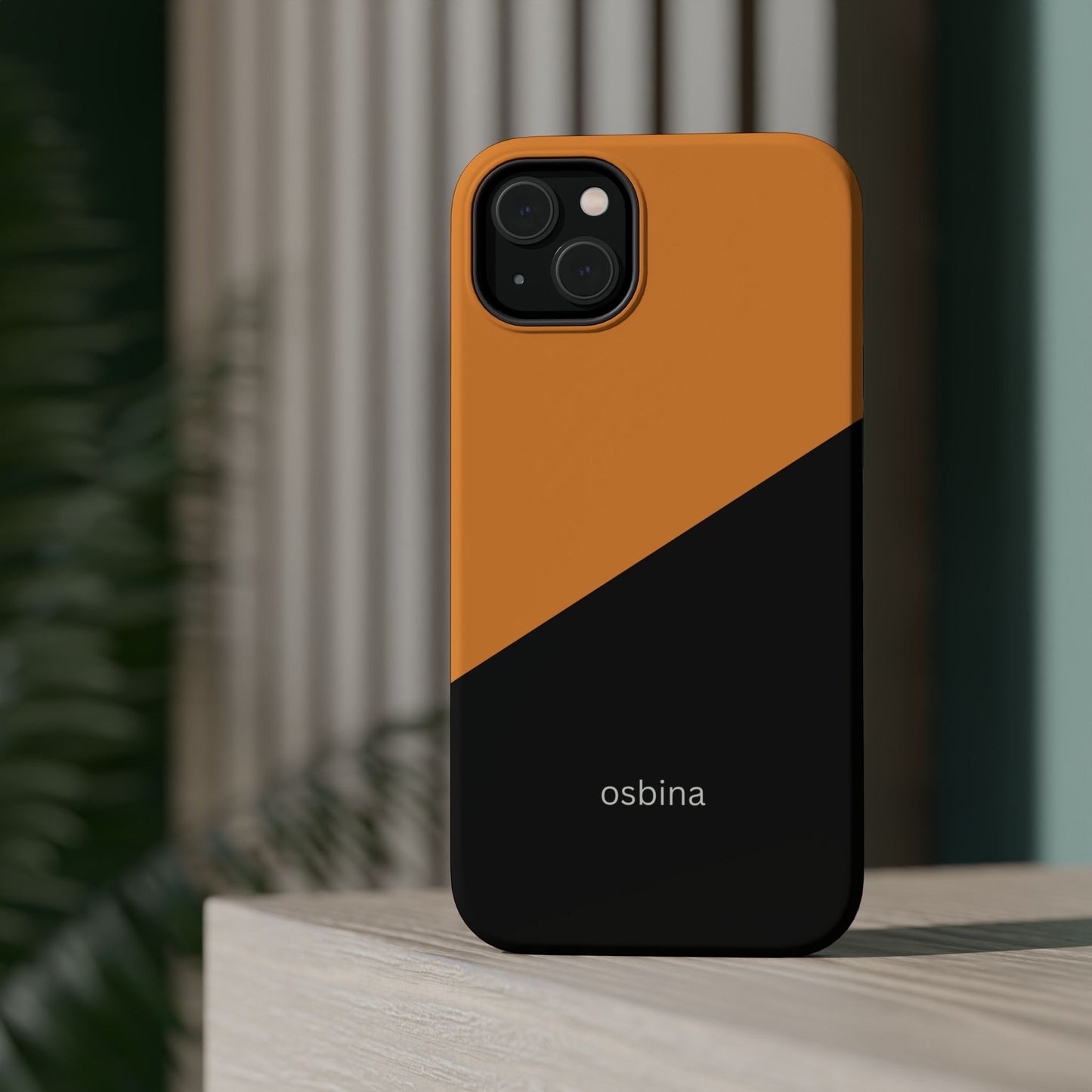 osbina | MagSafe Compatible for iPhone | Bold Moves Only — The Orange + Black Split Diagonal Case | The Season Collective