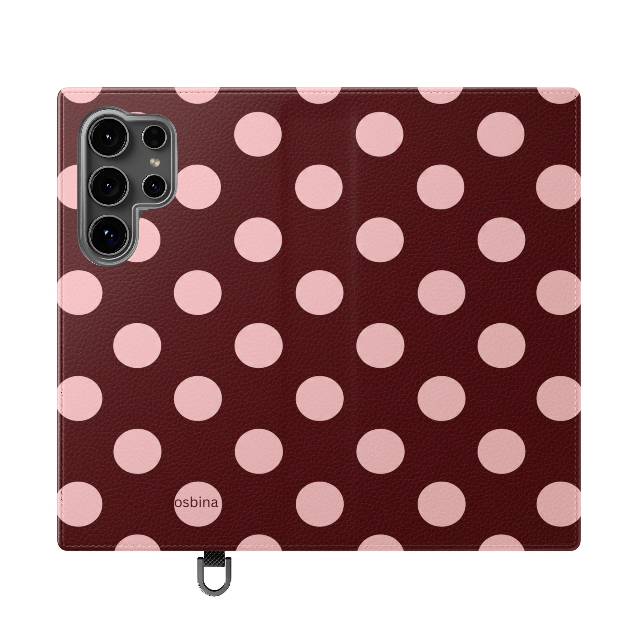 osbina | Wallet Flip Case for iPhone & Samsung | Oxblood Dot