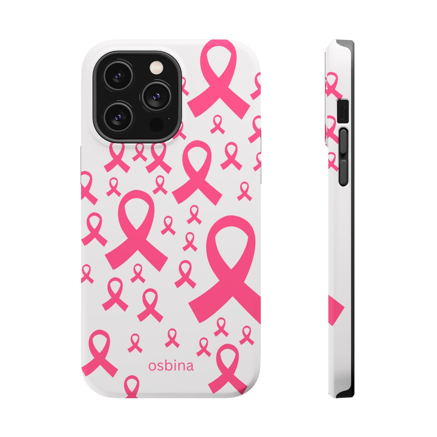 osbina |  MagSafe compatible for iPhone | Limited Edition Strength in Ribbons Case in Light Pink + Soft Pink + Hot Pink | The Pink October Collection | Inspired By