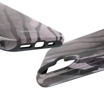 osbina | MagSafe Compatible for iPhone | Stripes on Point — The Muted Gray + Black Tiger Case | The Season Collective