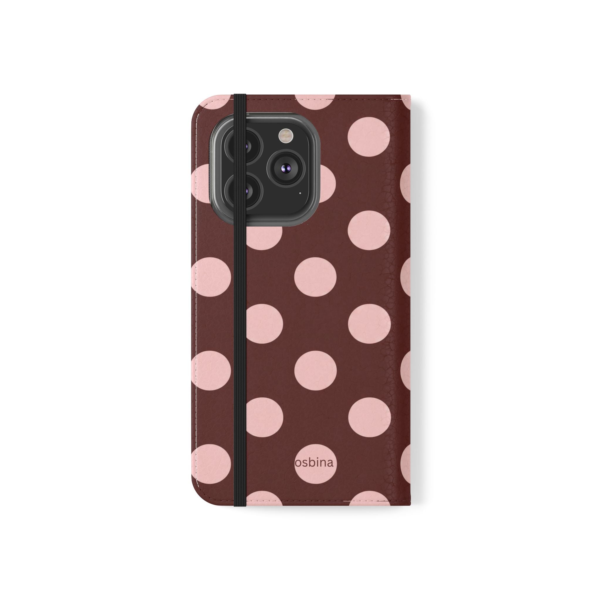 osbina | Wallet Flip Case for iPhone & Samsung | Oxblood Dot