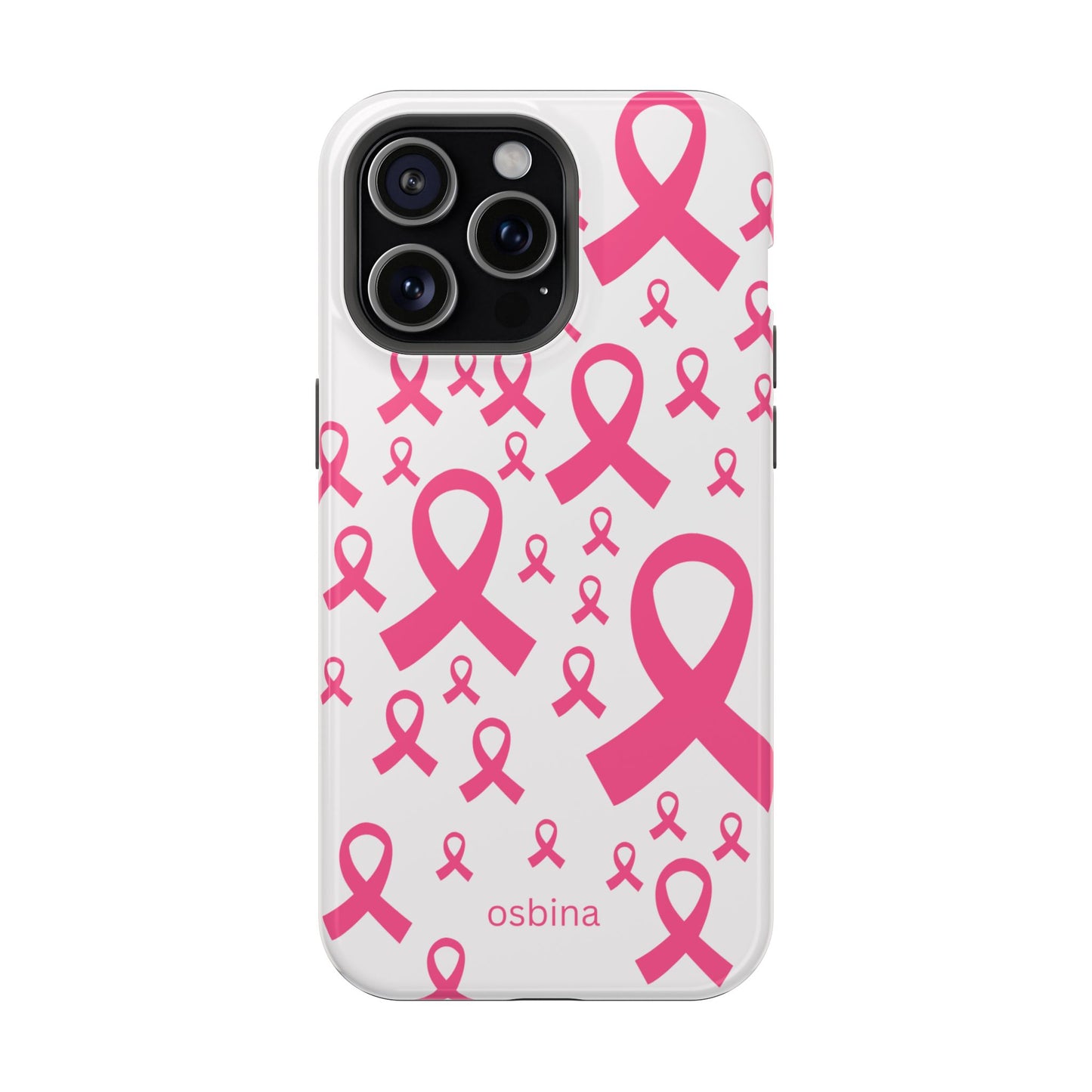 osbina |  MagSafe compatible for iPhone | Limited Edition Strength in Ribbons Case in Light Pink + Soft Pink + Hot Pink | The Pink October Collection | Inspired By