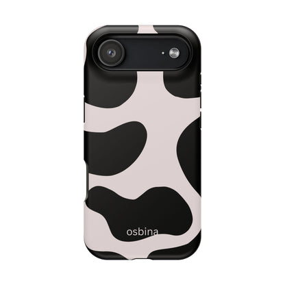 osbina | MagSafe compatible for iPhone | Prairie Chic Pink & Black Cow Print Phone Case | Modern Muse Collection