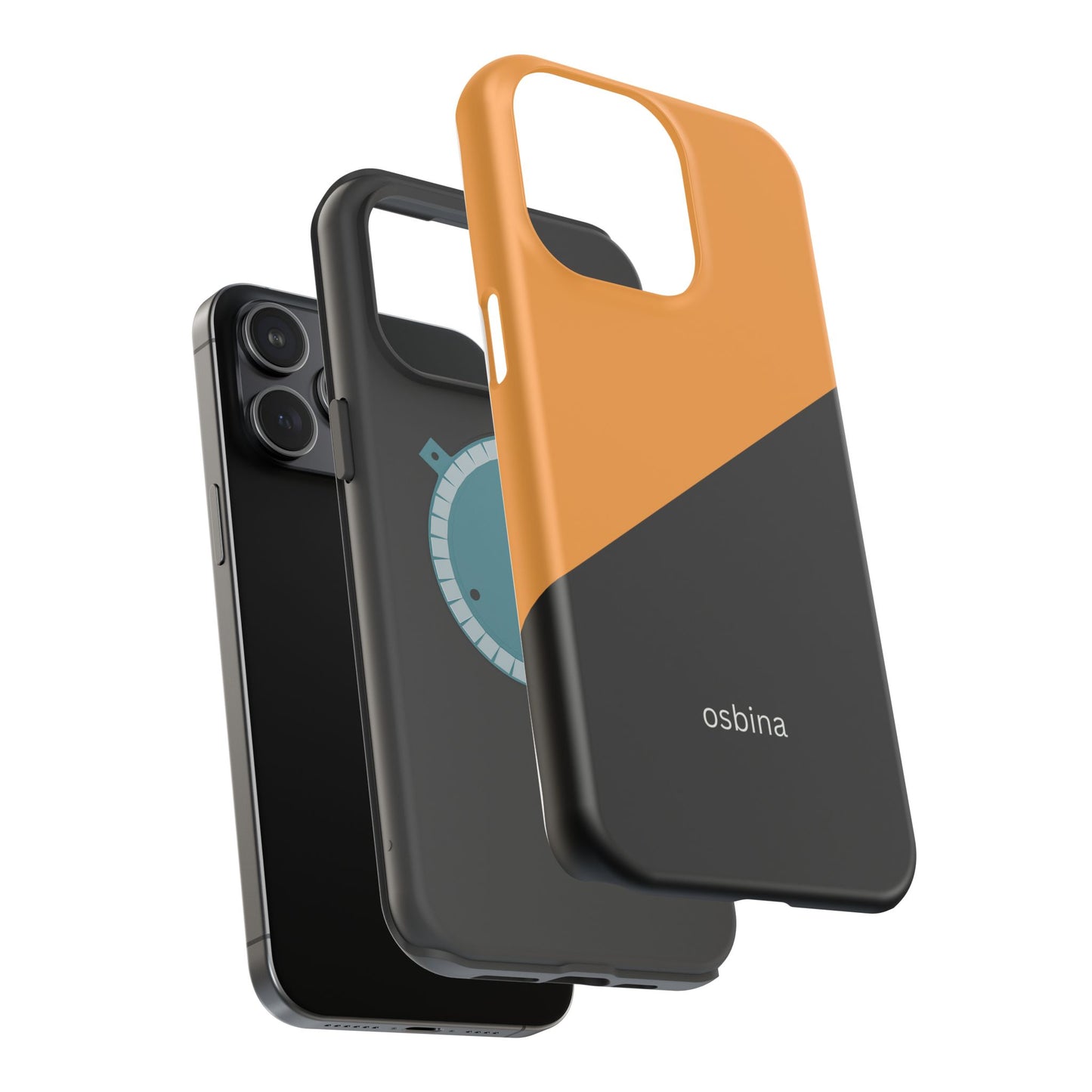 osbina | MagSafe Compatible for iPhone | Bold Moves Only — The Orange + Black Split Diagonal Case | The Season Collective