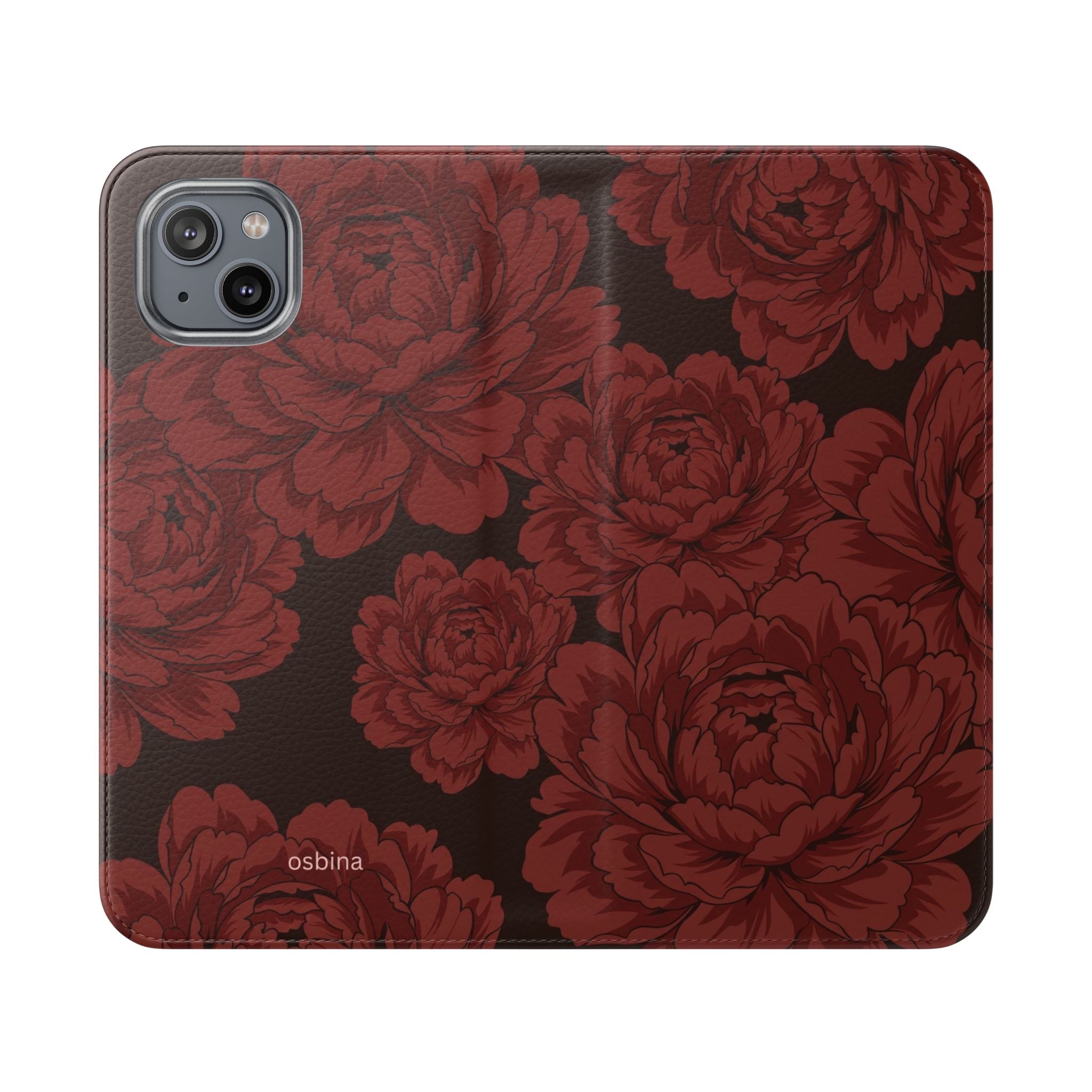 osbina | Wallet Flip Case for iPhone & Samsung | Oxblood Peony