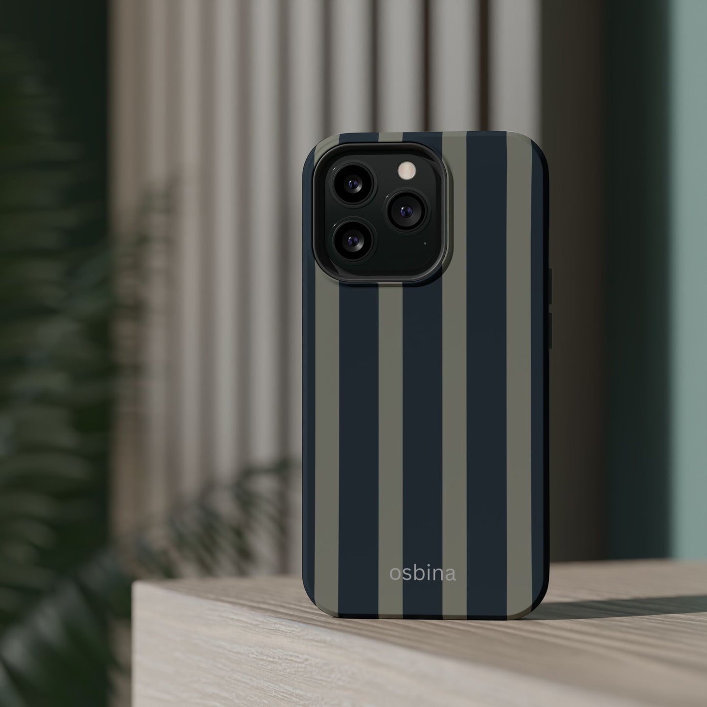 osbina | MagSafe compatible for iPhone | Grayhaven Navy & Gray Sophisticated Phone Case | Modern Muse Collection
