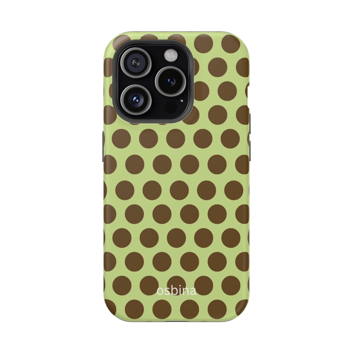 osbina | MagSafe compatible for iPhone | Chartreuse Cocoa Dots Phone Case | Color Edit Collection