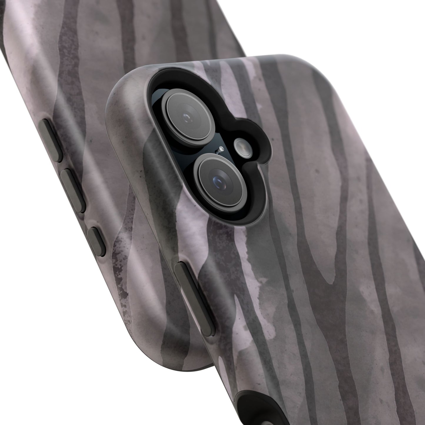 osbina | MagSafe Compatible for iPhone | Stripes on Point — The Muted Gray + Black Tiger Case | The Season Collective