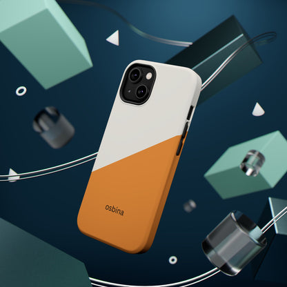 osbina | MagSafe Compatible for iPhone | Divide & Conquer — The Orange + White Split Diagonal Case | The Season Collective