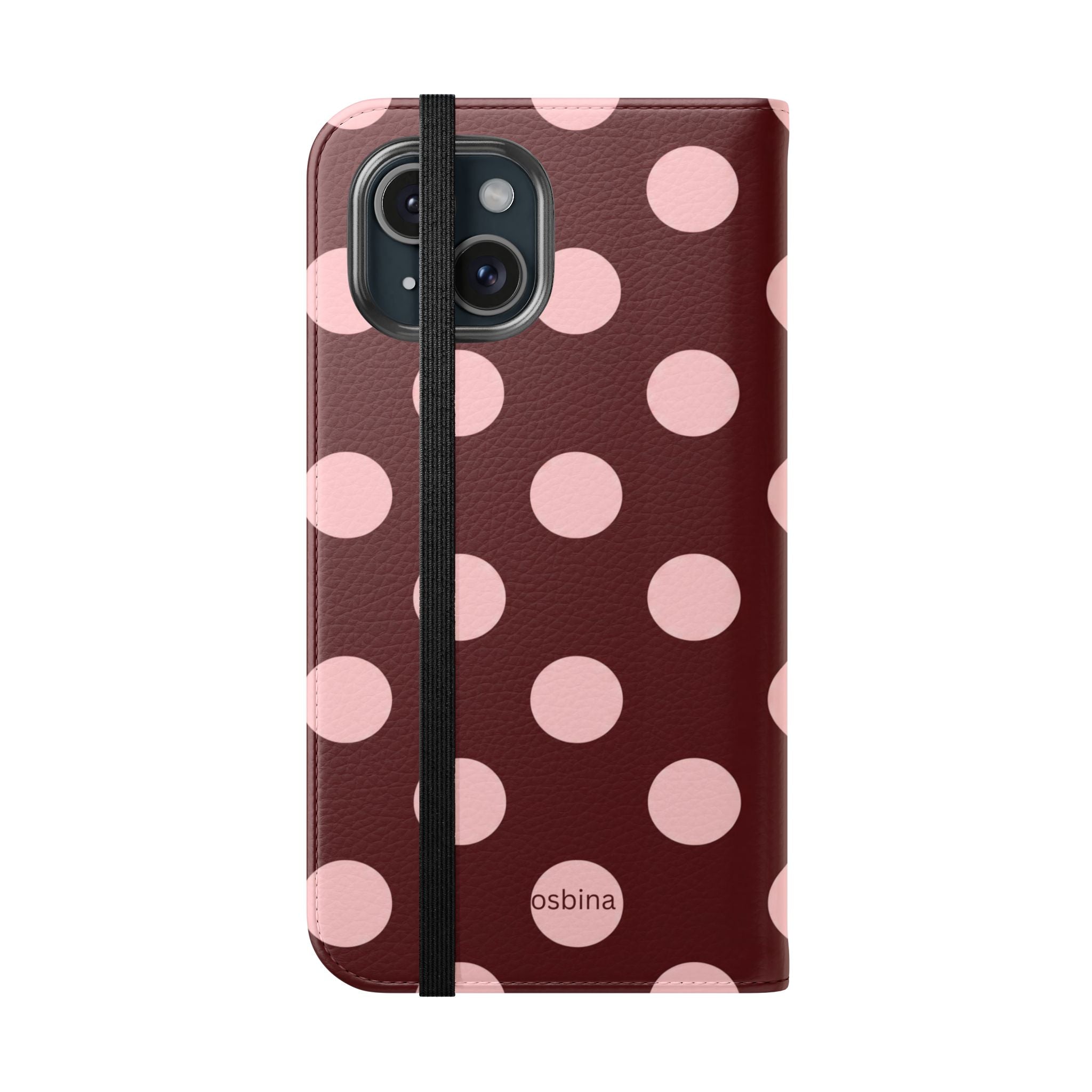 osbina | Wallet Flip Case for iPhone & Samsung | Oxblood Dot
