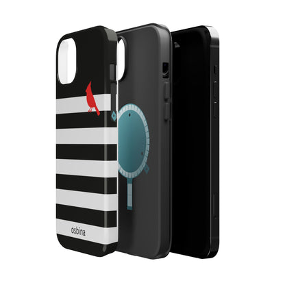 osbina | MagSafe compatible for iPhone | Redbird Edition Thinking of You Phone Case Black & White Stripe | Inspired By Collection