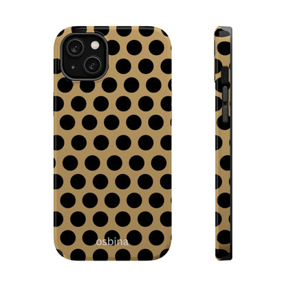 osbina | MagSafe compatible for iPhone | Camel Noir Dots Phone Case | Modern Muse Collection