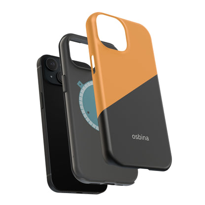 osbina | MagSafe Compatible for iPhone | Bold Moves Only — The Orange + Black Split Diagonal Case | The Season Collective