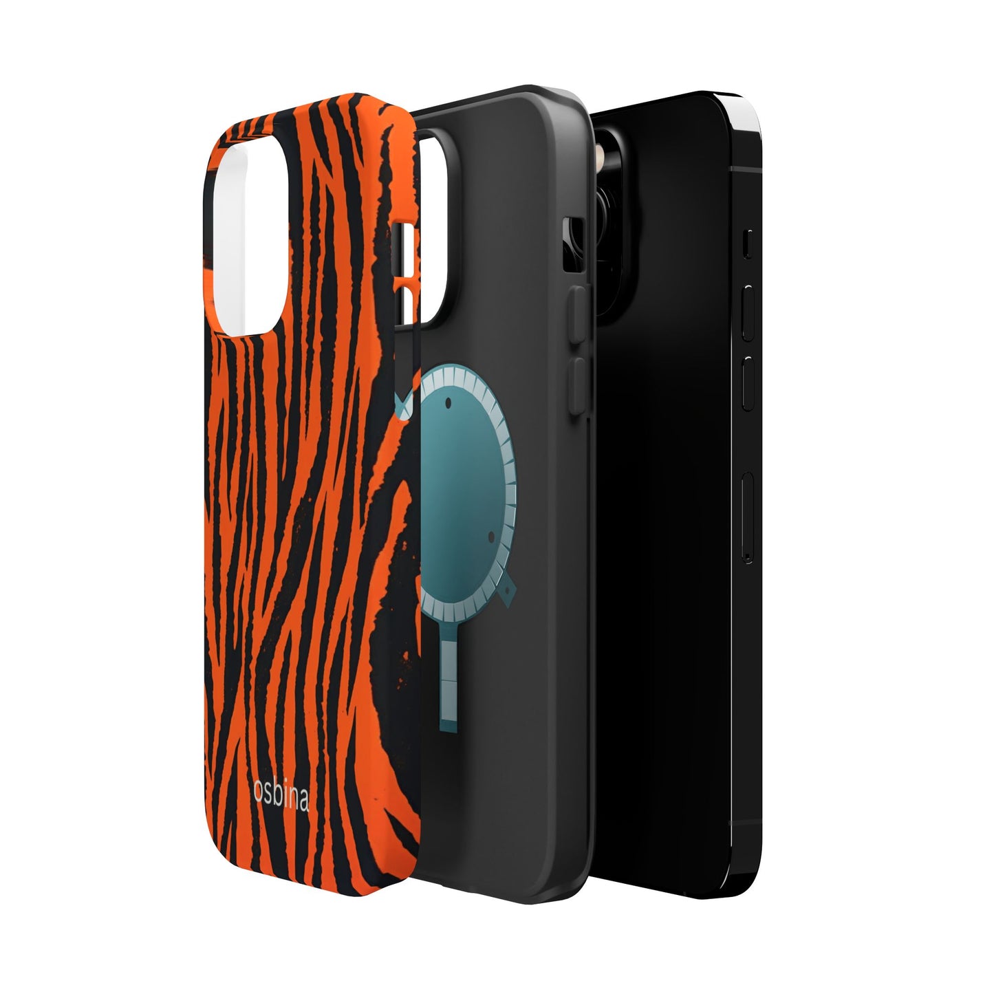 osbina | MagSafe Compatible for iPhone | Tiger, But Make It Chic — The Bengal Stripe Case in Orange + Black | The Season Collective