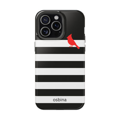 osbina | MagSafe compatible for iPhone | Redbird Edition Thinking of You Phone Case Black & White Stripe | Inspired By Collection