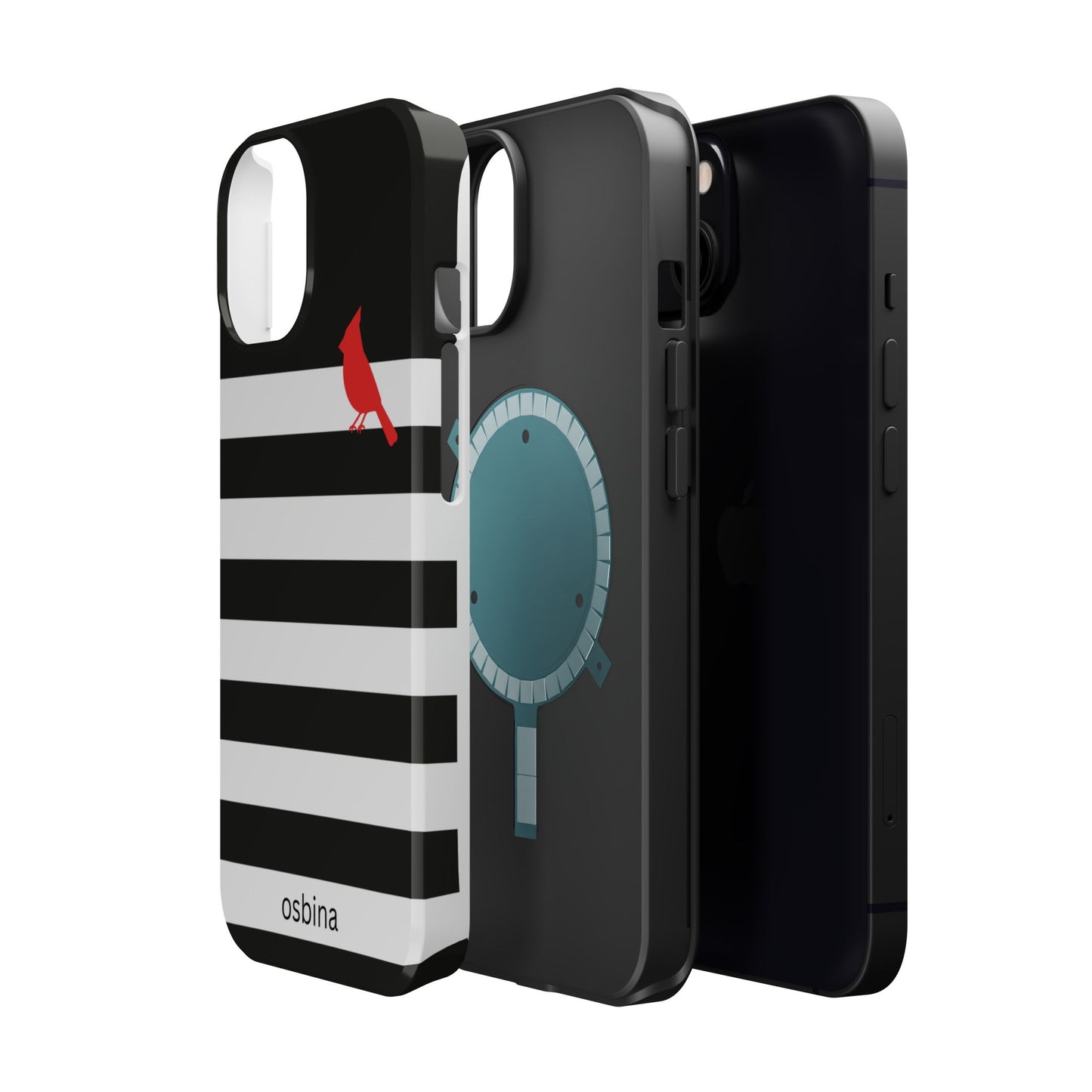 osbina | MagSafe compatible for iPhone | Redbird Edition Thinking of You Phone Case Black & White Stripe | Inspired By Collection