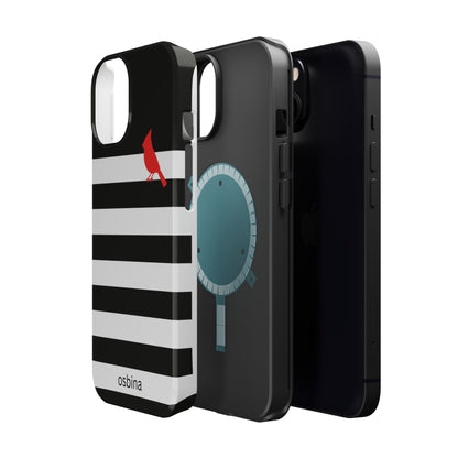 osbina | MagSafe compatible for iPhone | Redbird Edition Thinking of You Phone Case Black & White Stripe | Inspired By Collection