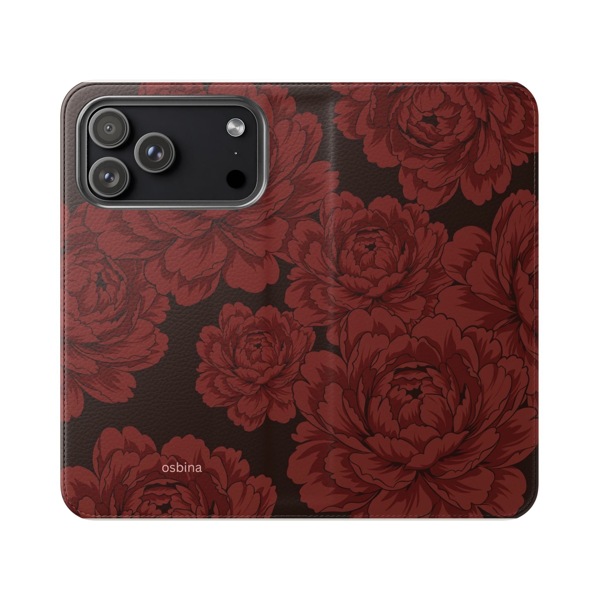 osbina | Wallet Flip Case for iPhone & Samsung | Oxblood Peony
