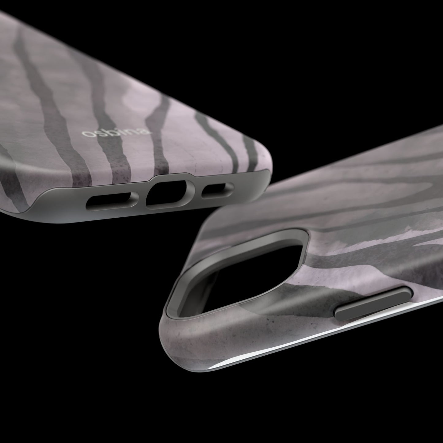 osbina | MagSafe Compatible for iPhone | Stripes on Point — The Muted Gray + Black Tiger Case | The Season Collective