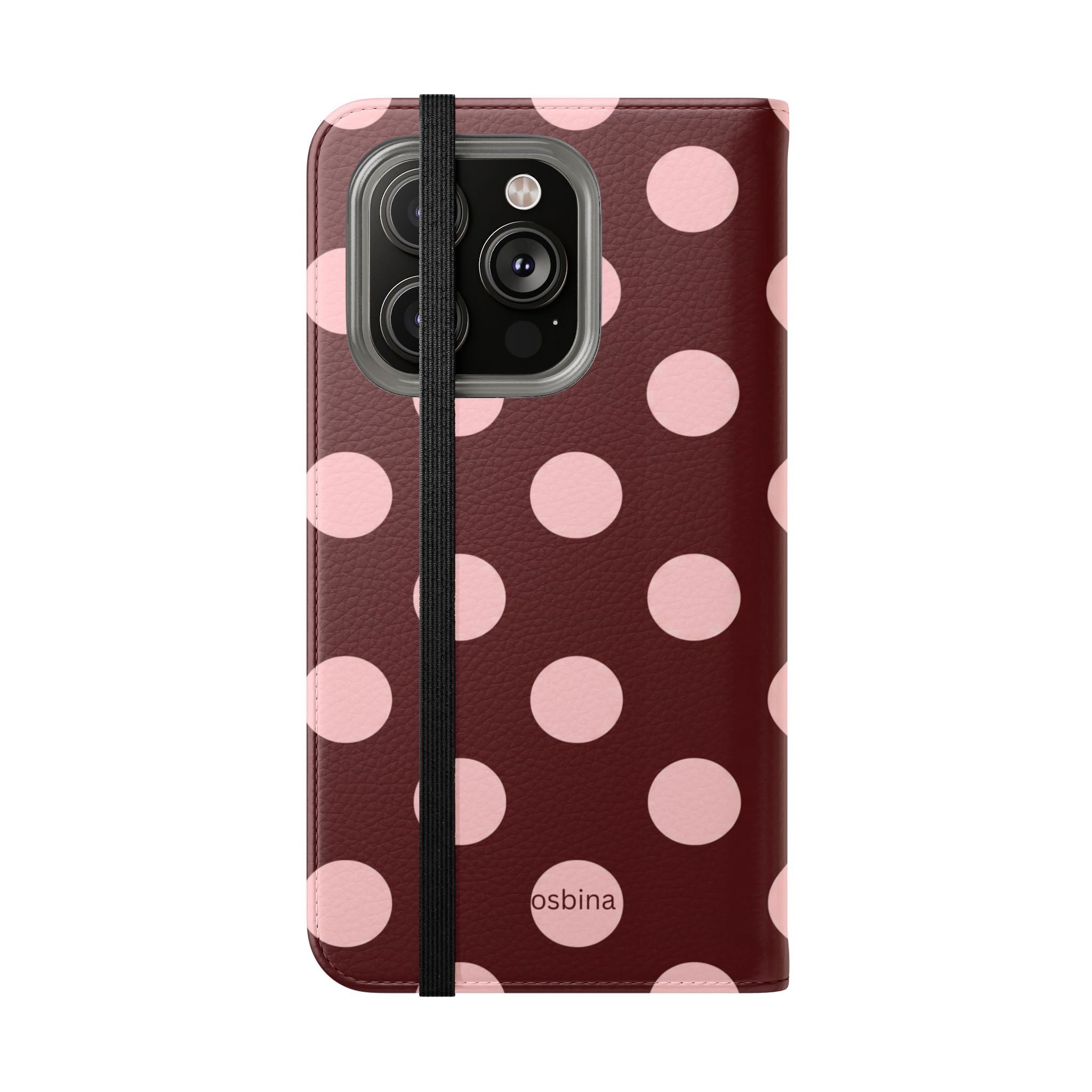 osbina | Wallet Flip Case for iPhone & Samsung | Oxblood Dot