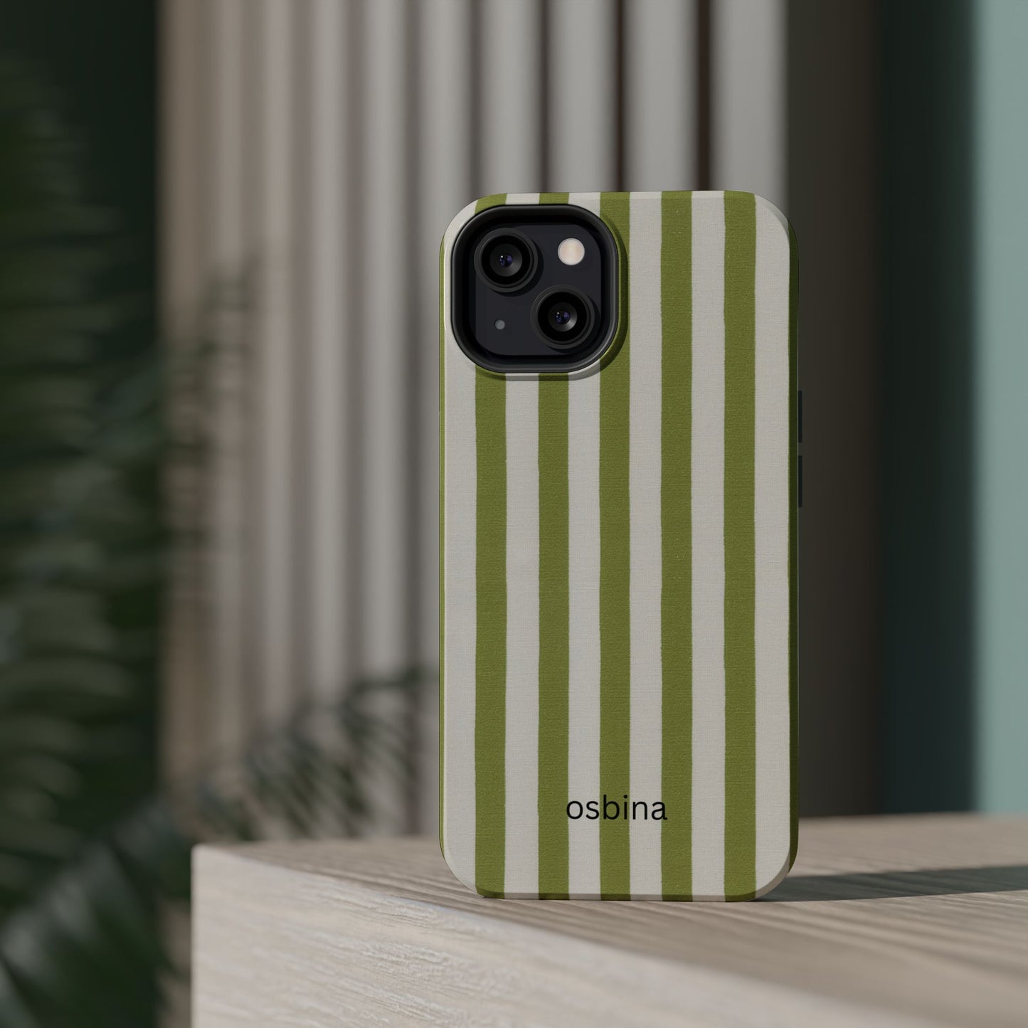 osbina | MagSafe compatible for iPhone | Verde Stripe Phone Case | Color Edit Collection