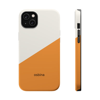 osbina | MagSafe Compatible for iPhone | Divide & Conquer — The Orange + White Split Diagonal Case | The Season Collective