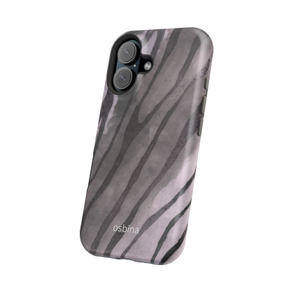 osbina | MagSafe Compatible for iPhone | Stripes on Point — The Muted Gray + Black Tiger Case | The Season Collective