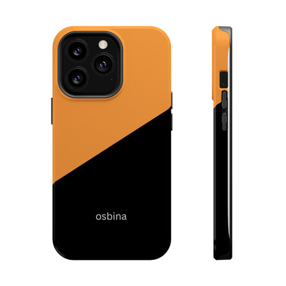 osbina | MagSafe Compatible for iPhone | Bold Moves Only — The Orange + Black Split Diagonal Case | The Season Collective
