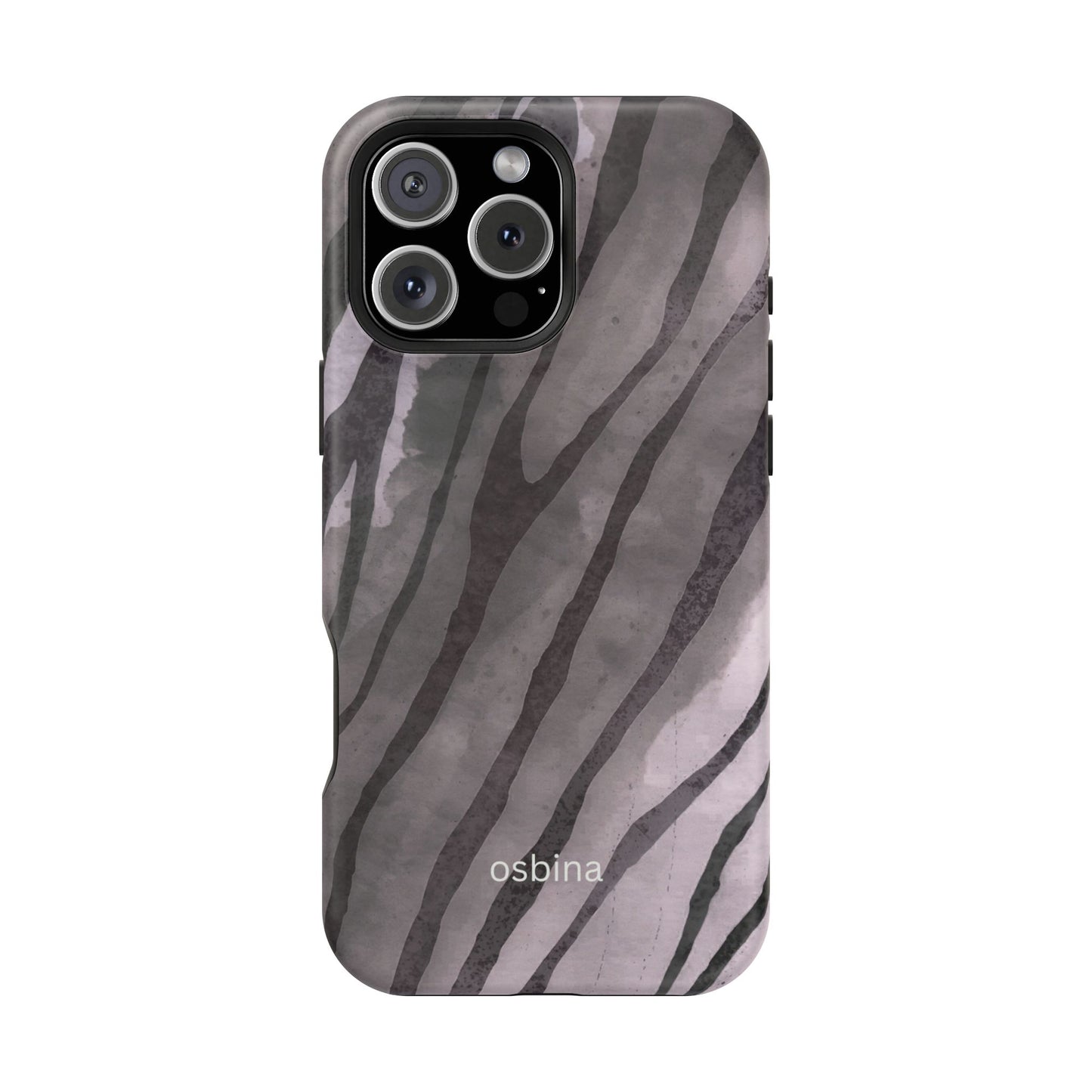 osbina | MagSafe Compatible for iPhone | Stripes on Point — The Muted Gray + Black Tiger Case | The Season Collective