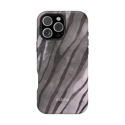 osbina | MagSafe Compatible for iPhone | Stripes on Point — The Muted Gray + Black Tiger Case | The Season Collective