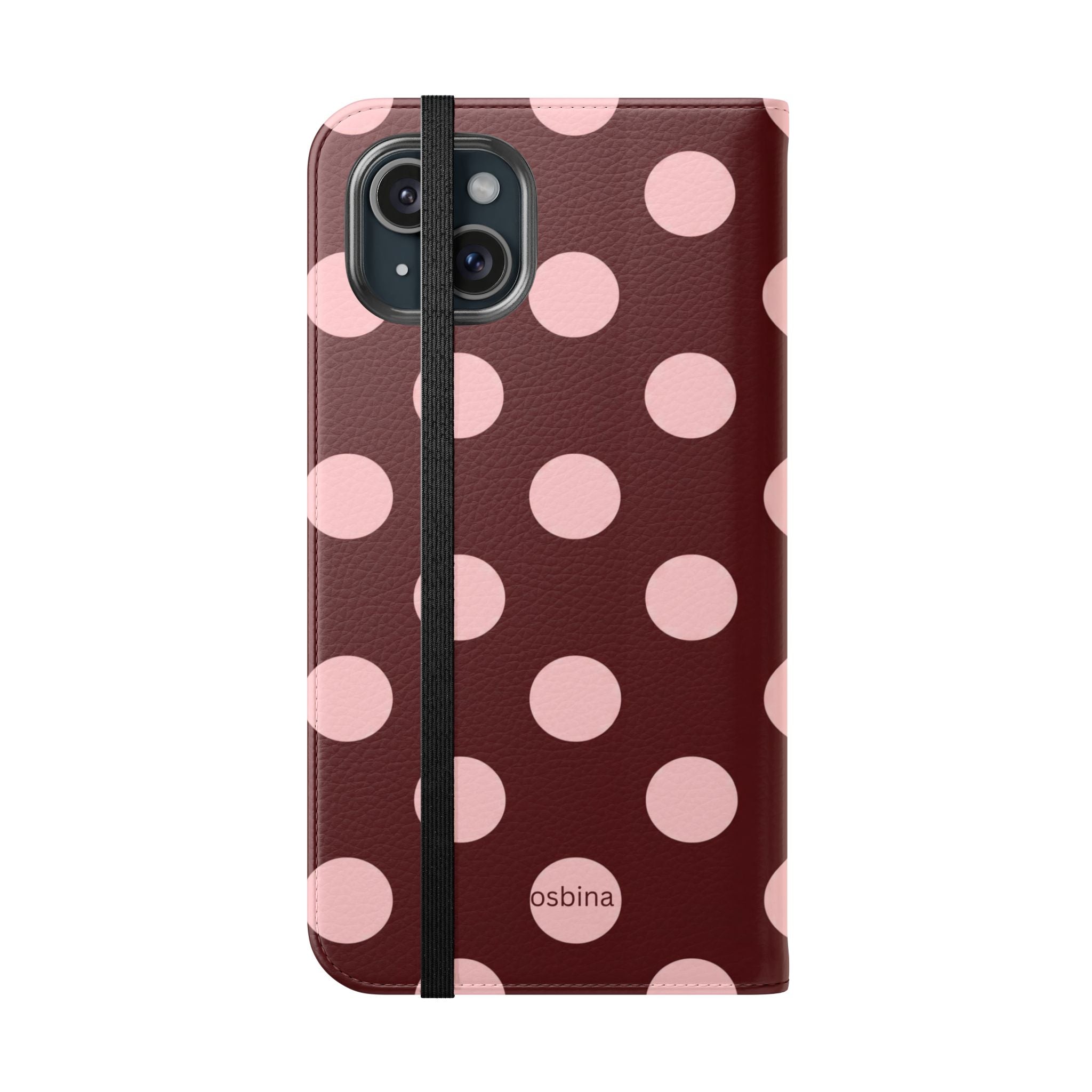 osbina | Wallet Flip Case for iPhone & Samsung | Oxblood Dot