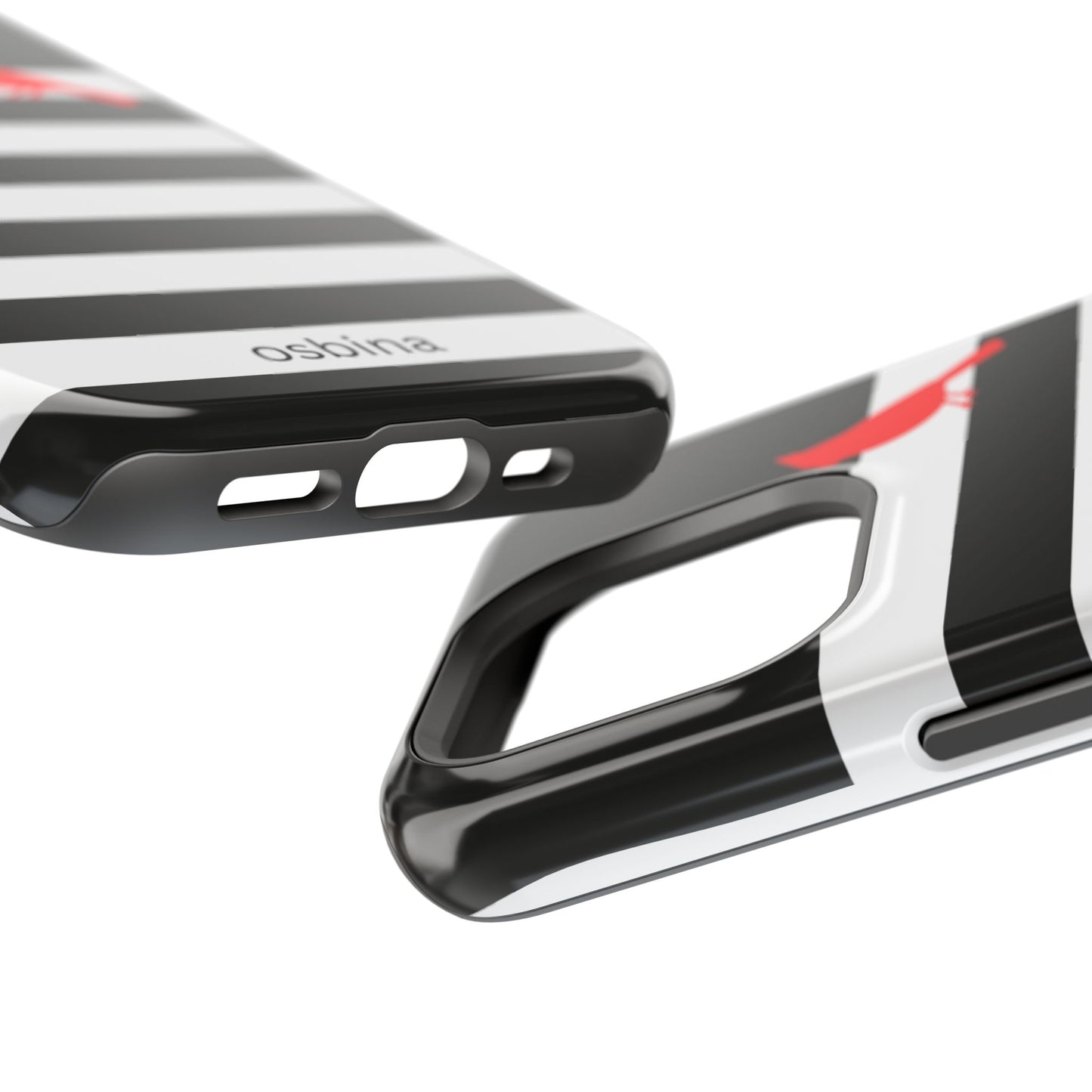 osbina | MagSafe compatible for iPhone | Redbird Edition Thinking of You Phone Case Black & White Stripe | Inspired By Collection