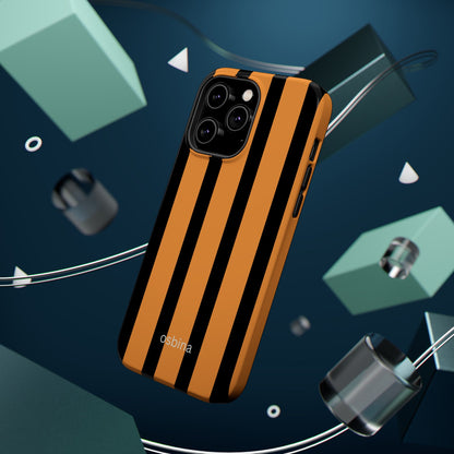 osbina | MagSafe Compatible for iPhone | The Statement Stripe Case in Black + Orange | The Season Collective