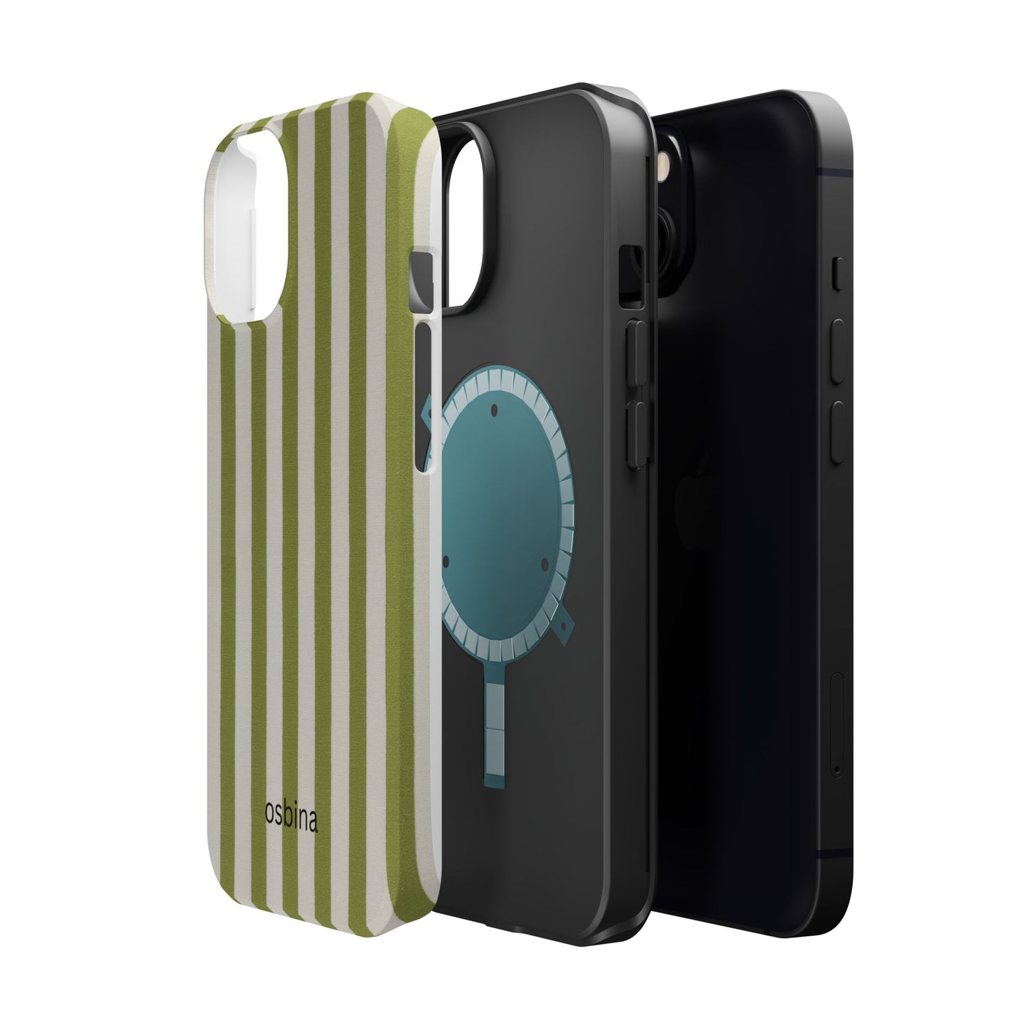 osbina | MagSafe compatible for iPhone | Verde Stripe Phone Case | Color Edit Collection