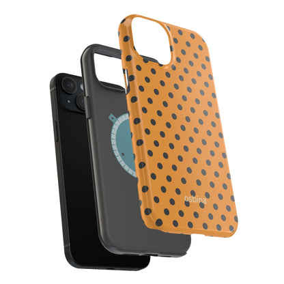 osbina | MagSafe Compatible for iPhone | Spot On Chic — The Orange + Black Polka Dot Case | The Season Collective