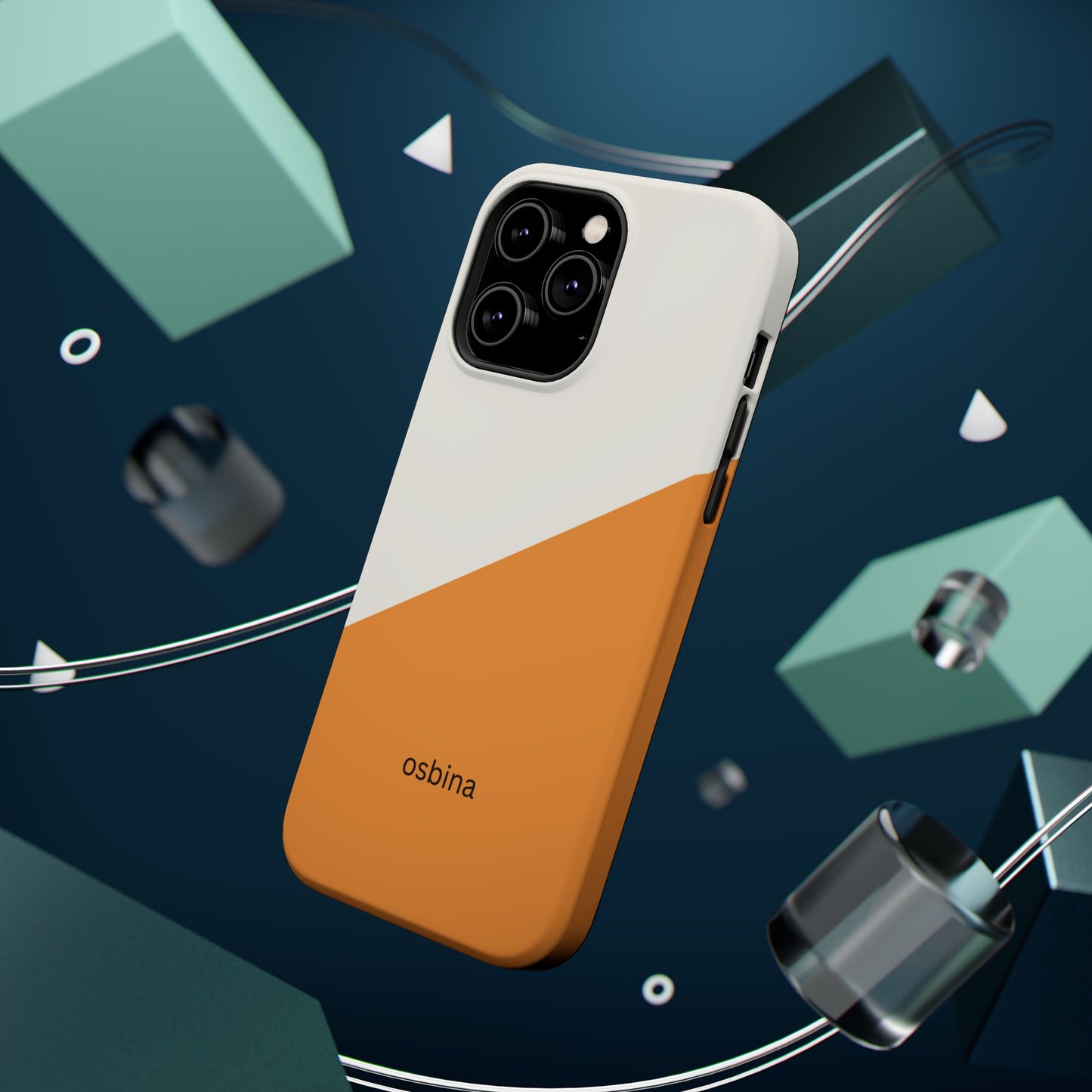 osbina | MagSafe Compatible for iPhone | Divide & Conquer — The Orange + White Split Diagonal Case | The Season Collective