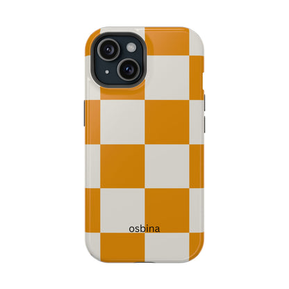 osbina | MagSafe Compatible for iPhone | Check You Out — The Orange + White Check Case | The Season Collective