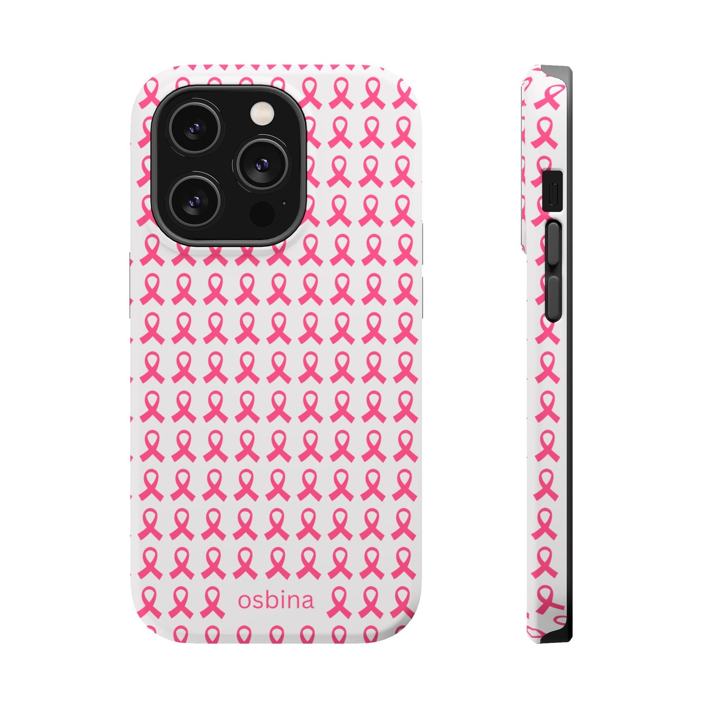 osbina |  MagSafe compatible for iPhone | Limited Edition The Side By Side Pink Ribbons Case in Light Pink + Soft Pink + Hot Pink | The Pink October Collection | Inspired By