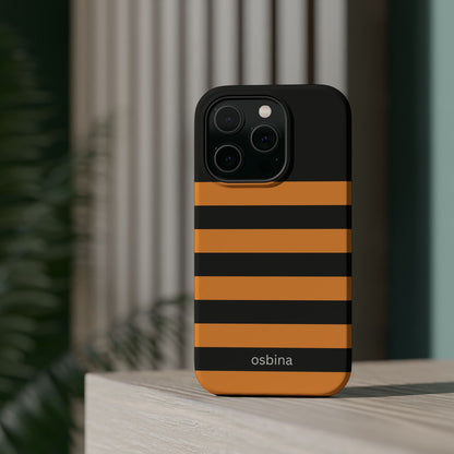 osbina | MagSafe Compatible for iPhone | The Horizon Stripe Case in Black + Orange | The Season Collective