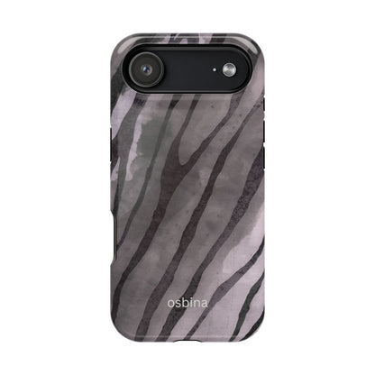 osbina | MagSafe Compatible for iPhone | Stripes on Point — The Muted Gray + Black Tiger Case | The Season Collective