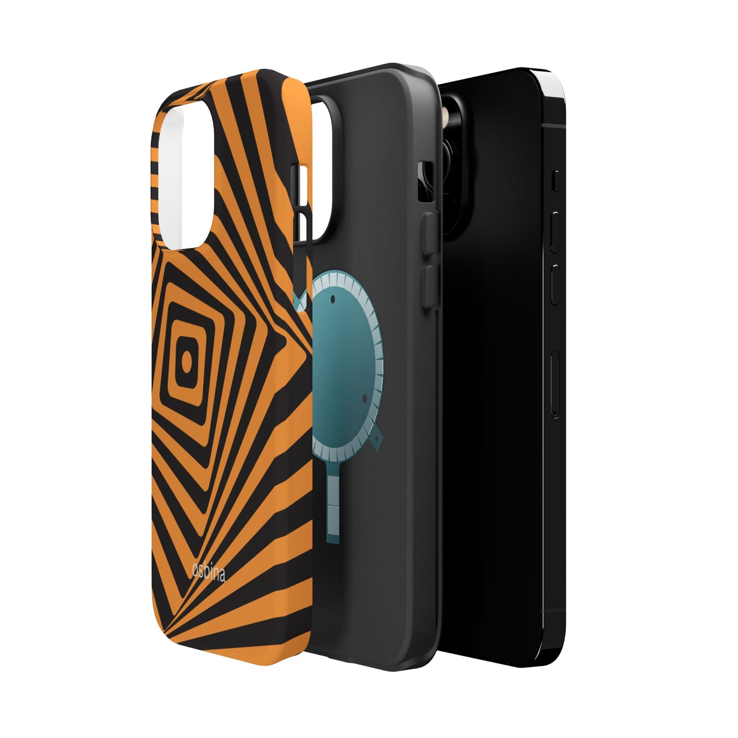 osbina | MagSafe Compatible for iPhone | Step Into the Zone — The Orange + Black Spiral Case | The Season Collective